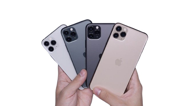 two space gray and two silver iPhone 11's